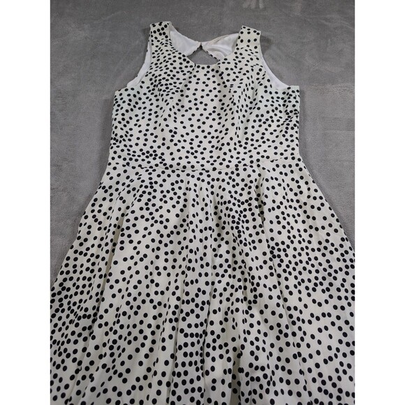 41 Hawthorn Dress Womens L White Black Polka Dot Fit Flare Party Sleeveless - Picture 7 of 12
